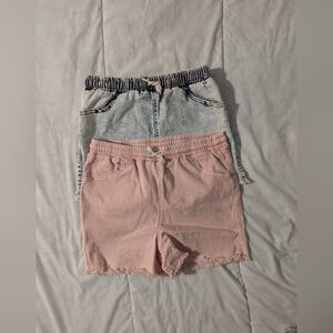 Lot Of 2 Girls Art Class Pink and Blue Denim Shorts Size L